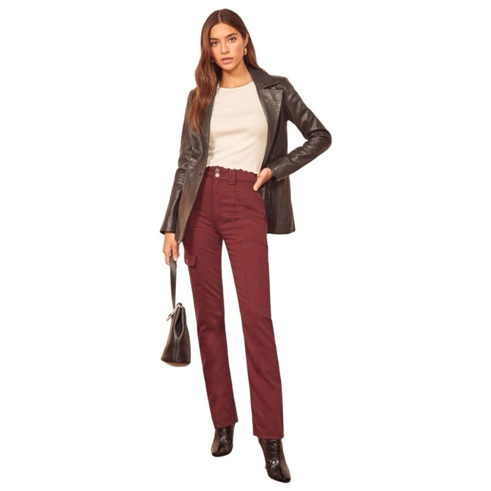 Reformation Kiley Cargo Pants in Merlot Burgundy Size 23